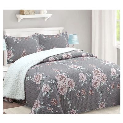 Imagen 2 del producto Cubrecama Quilt Sherpa 2 Plazas Modelo Old Roses + 2 Fundas 50x70 Cm.