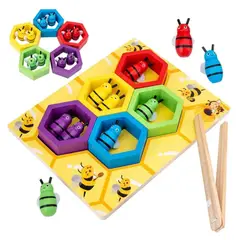 GENERICO - Juego Didáctico Abejas Madera Motricidad Niños Montessori