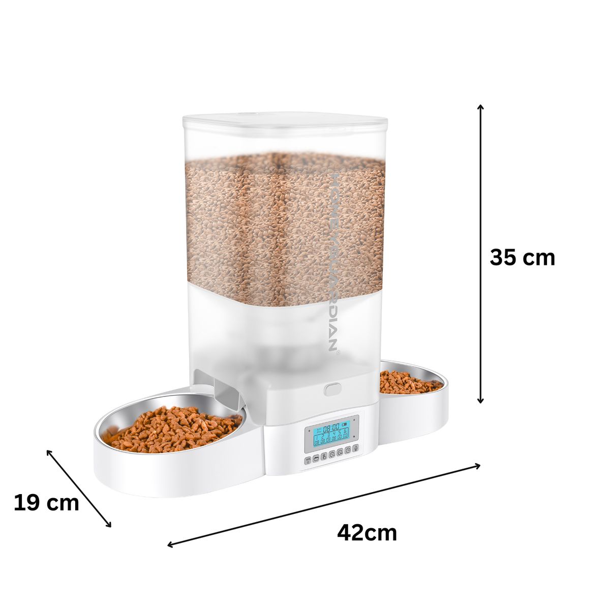 GENERICO - Dispensador Automático Comida Gato Doble Plato 5 L Blanco