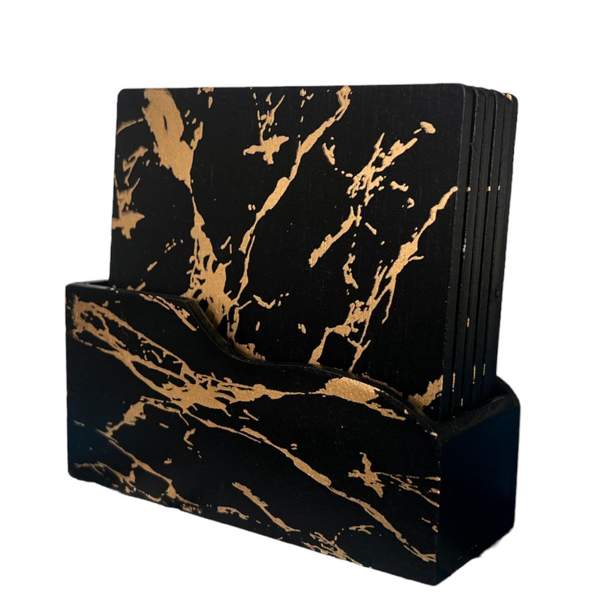 GENERICO - Set De 6 Posavasos De Madera Diseño Mármol Pack 6 Cuadrado