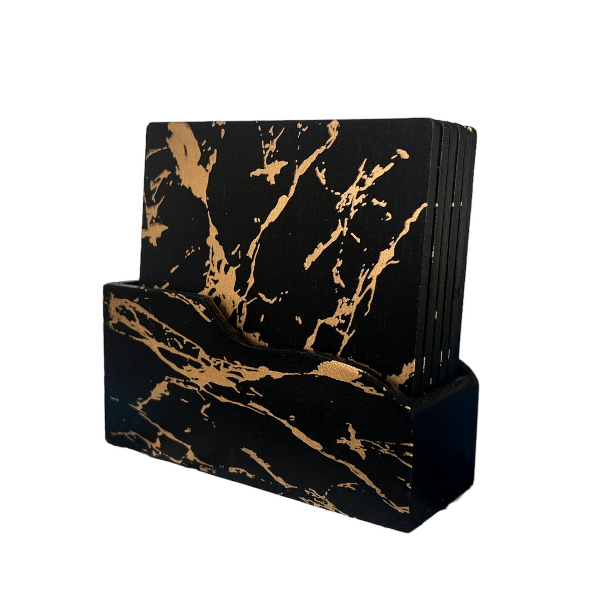 GENERICO - Set De 6 Posavasos De Madera Diseño Mármol Pack 6 Cuadrado