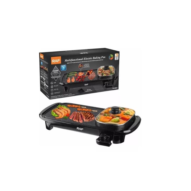 ANGELES DEL HOGAR - Plancha y Sarten  Electrico 2 En 1
