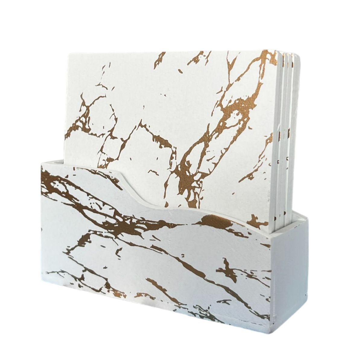GENERICO - Set De 6 Posavasos De Madera Diseño Mármol Pack 6 Cuadrado