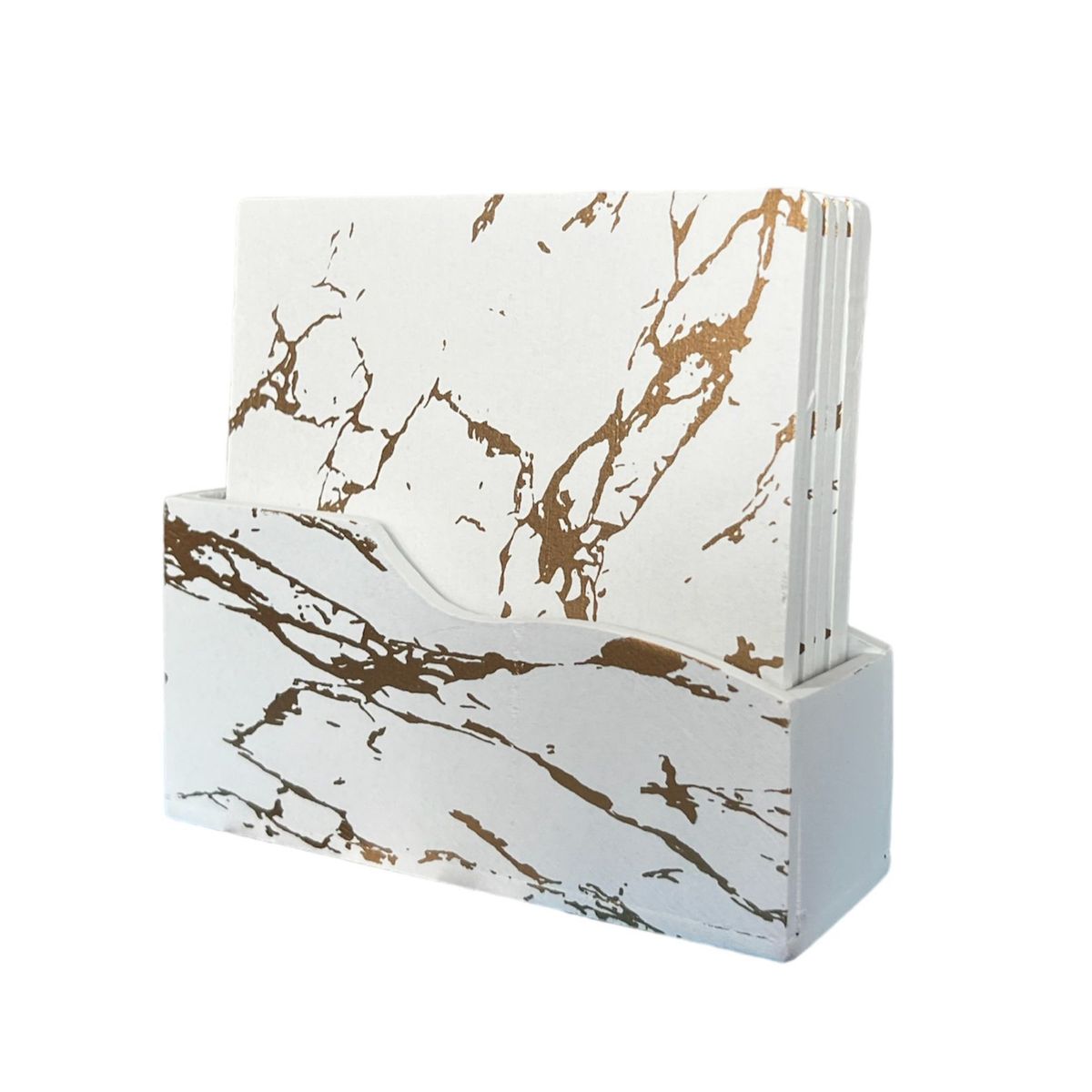 GENERICO - Set De 6 Posavasos De Madera Diseño Mármol Pack 6 Cuadrado