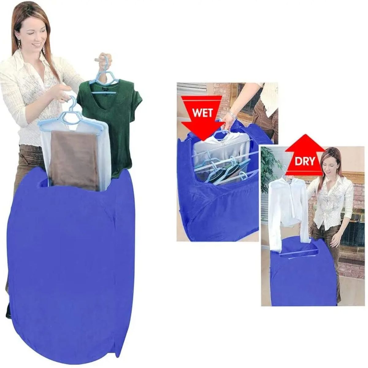 GENERICO - Secador De Ropa Eléctrico Portátil Plegable Azul