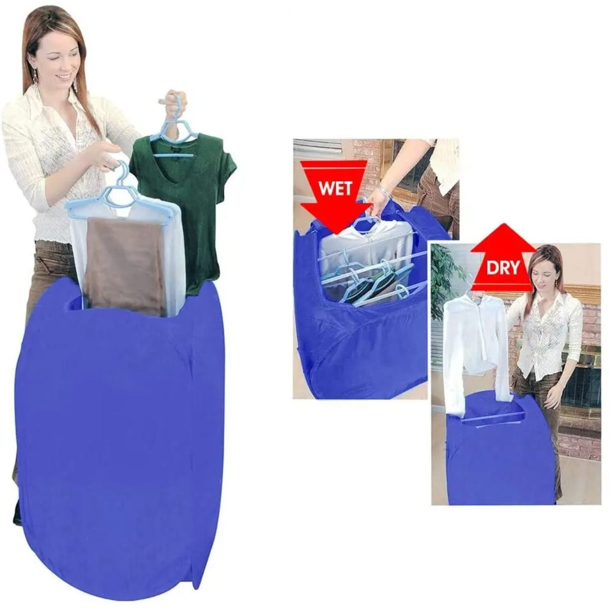 GENERICO - Secador De Ropa Eléctrico Portátil Plegable Azul