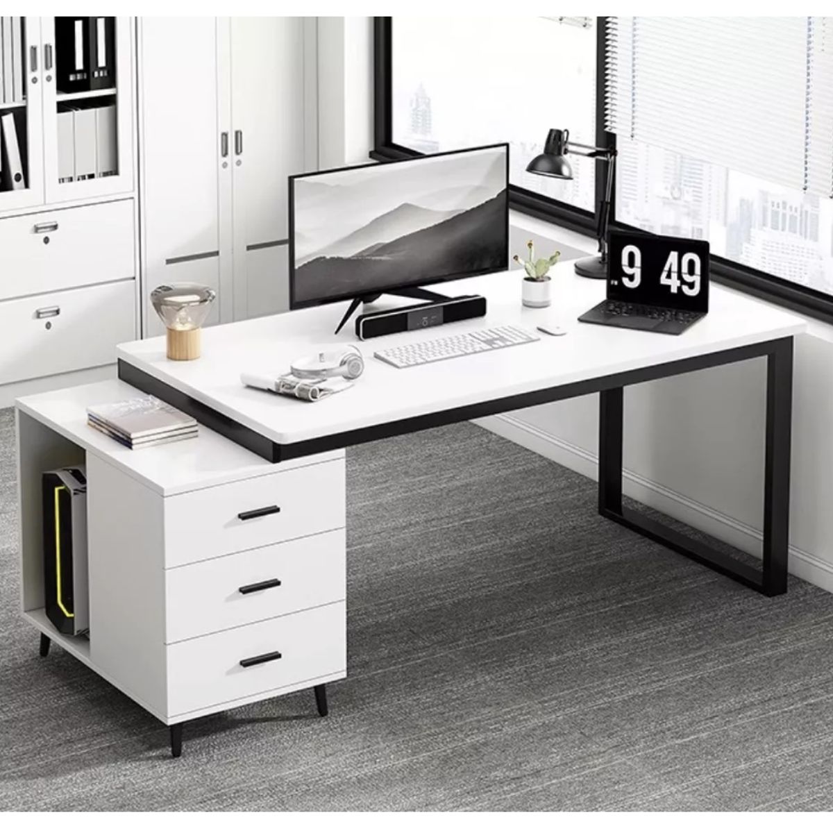 HOMER DESIGN - Escritorio Moderno Con Cajoneras 120x60x75cm Para Oficina…