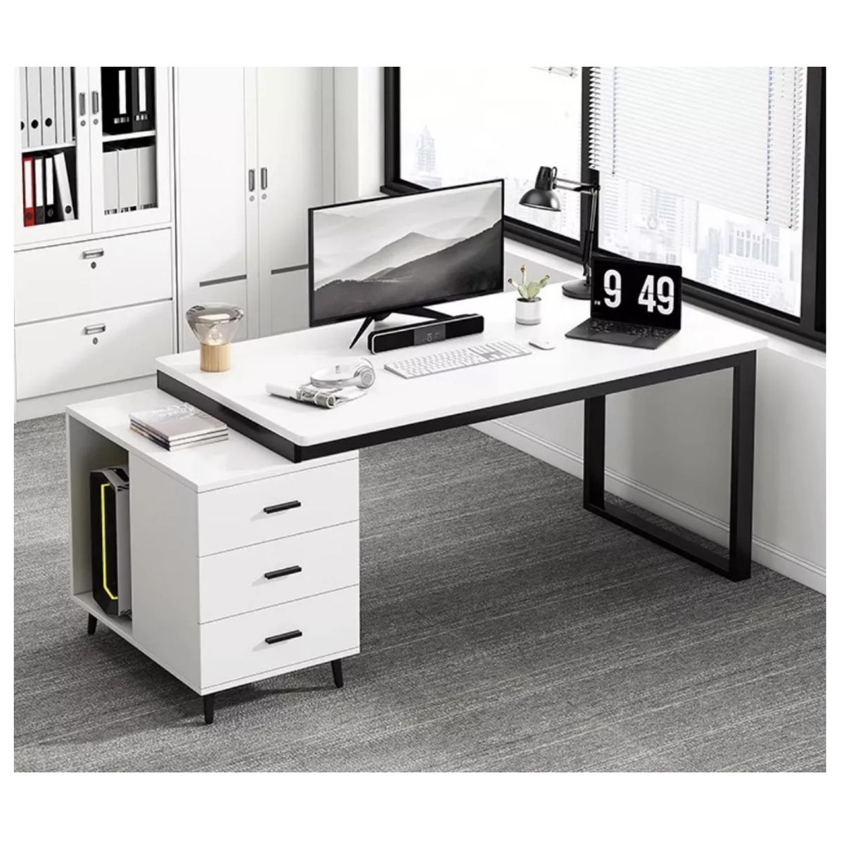 HOMER DESIGN - Escritorio Moderno Con Cajoneras 120x60x75cm Para Oficina…