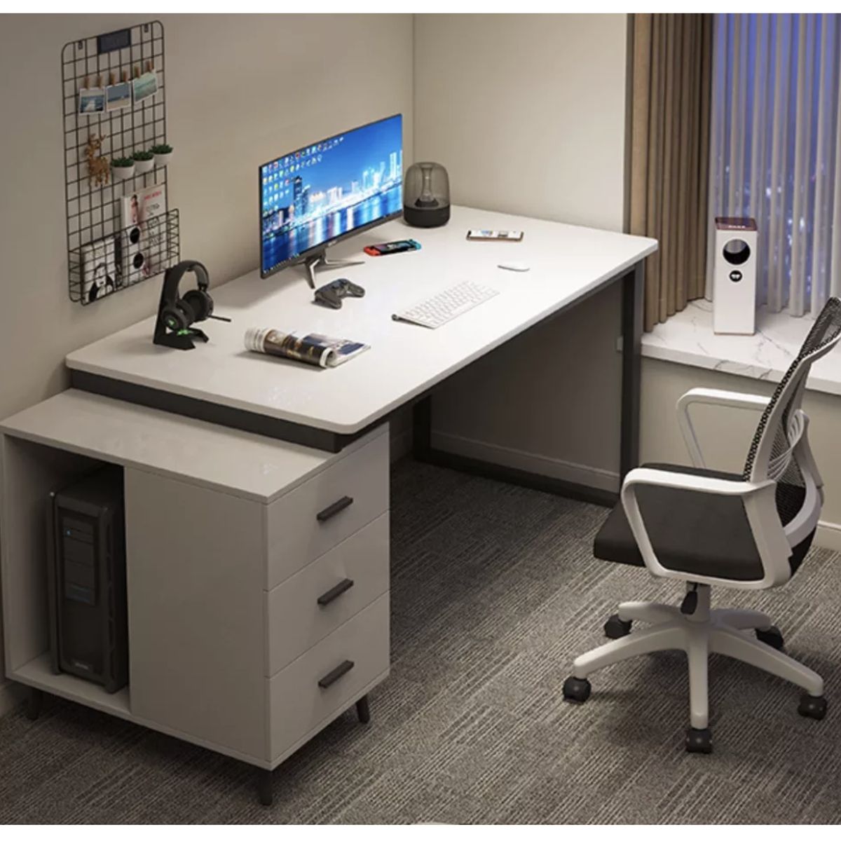 HOMER DESIGN - Escritorio Moderno Con Cajoneras 120x60x75cm Para Oficina…