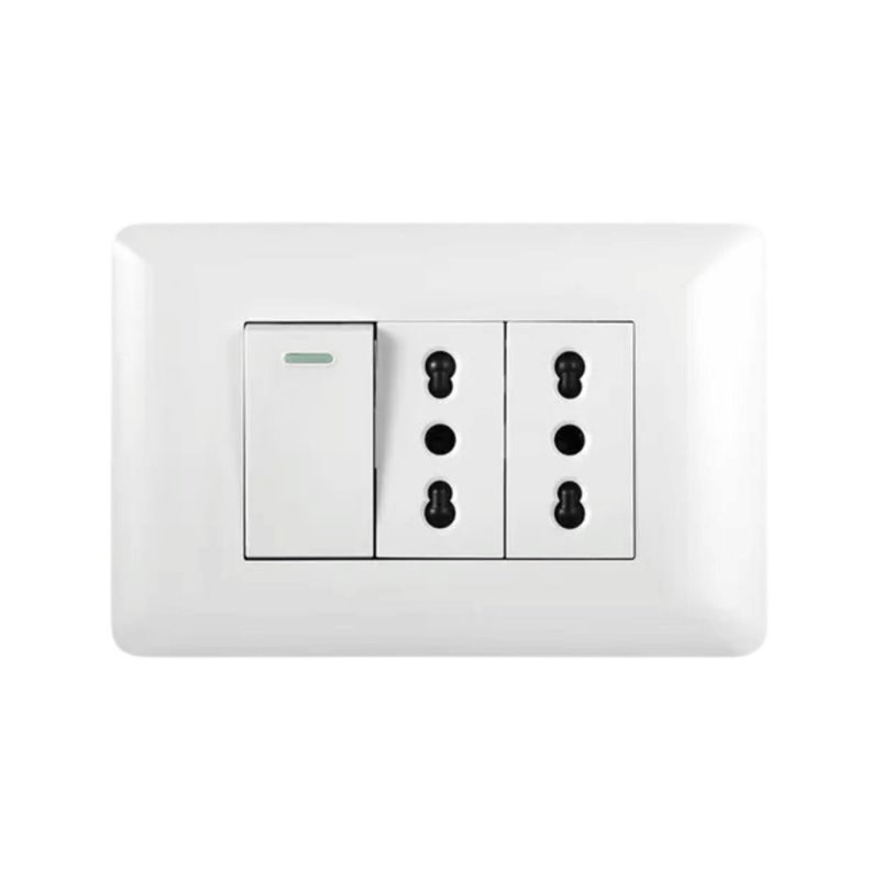 WANT - Pack 2 Enchufe Doble Emb 10/16A 250V + Interruptor Simple 9/12 Blanco