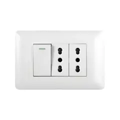 WANT - Pack 2 Enchufe Doble Emb 10/16A 250V + Interruptor Simple 9/12 Blanco