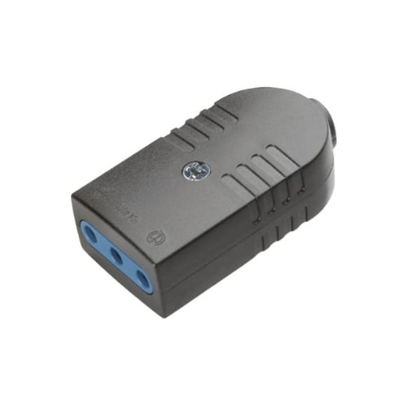 GENERICO - Enchufe Hembra Volante 2P+T 10A 250V Dom Negro - Scame