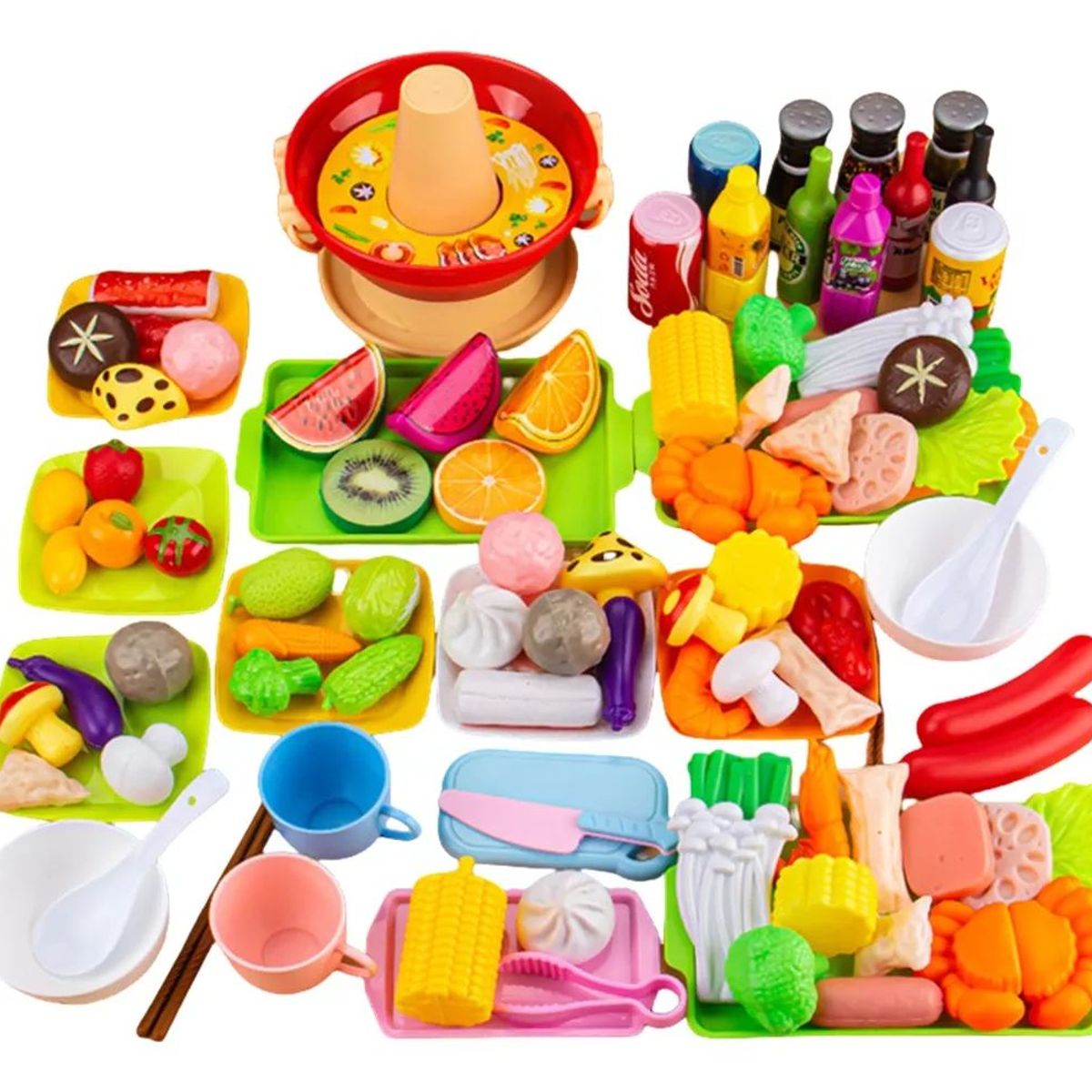 KUANGYE - 101 Piezas Set Comida De Juguete Alimentos Cocina Para Niños