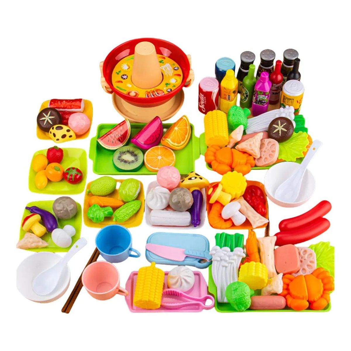 KUANGYE - 101 Piezas Set Comida De Juguete Alimentos Cocina Para Niños