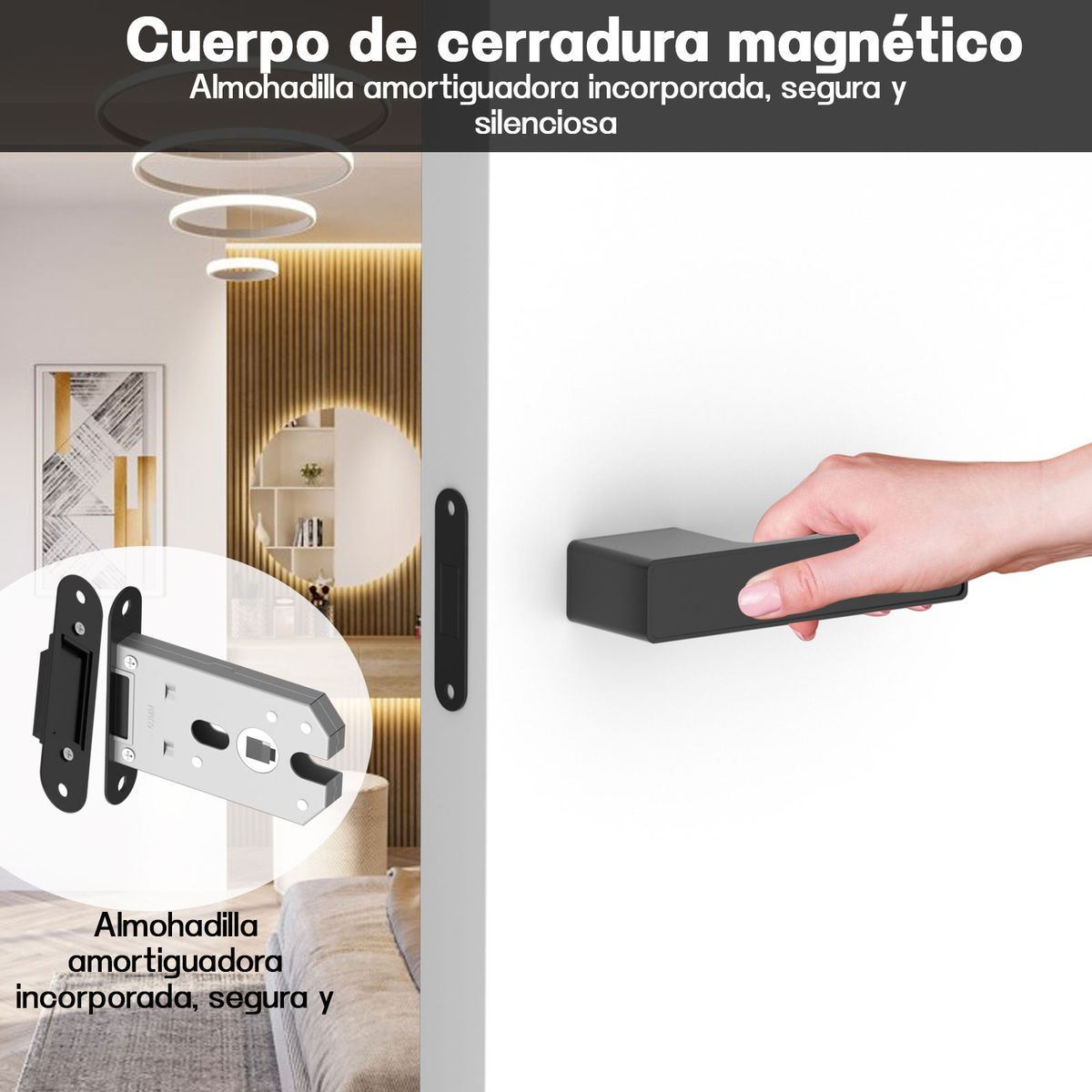 AIZO - Cerradura Chapa Aspiración Magnética Para Dormitorio 3llaves