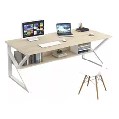 HOMER DESIGN - Escritorio Pata Metal Oficina 140x60x75cm Gruesa 15mm con repisa
