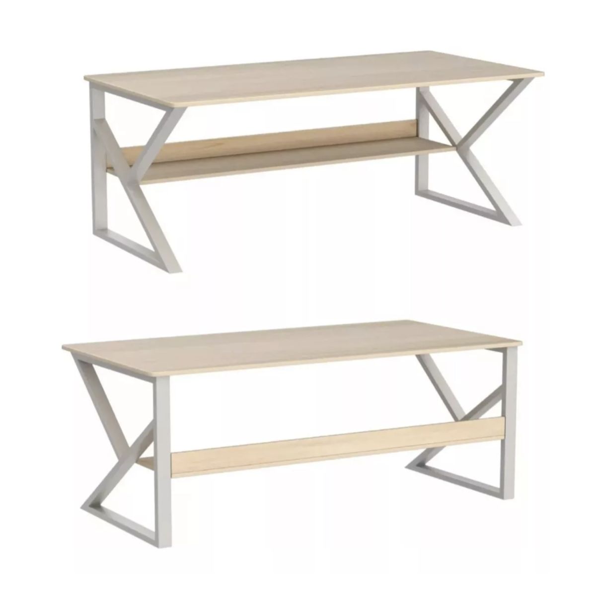 HOMER DESIGN - Escritorio Pata Metal Oficina 140x60x75cm Gruesa 15mm con repisa