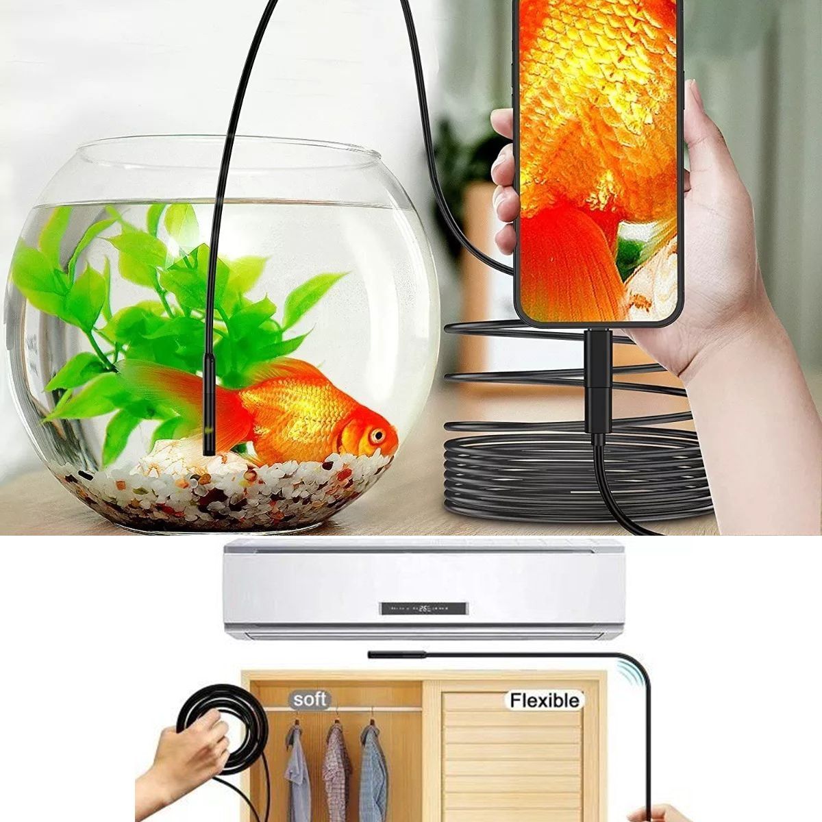 KUANGYE - Endoscopio Cámara Hd 8 Luces Led Para iPhone Ios