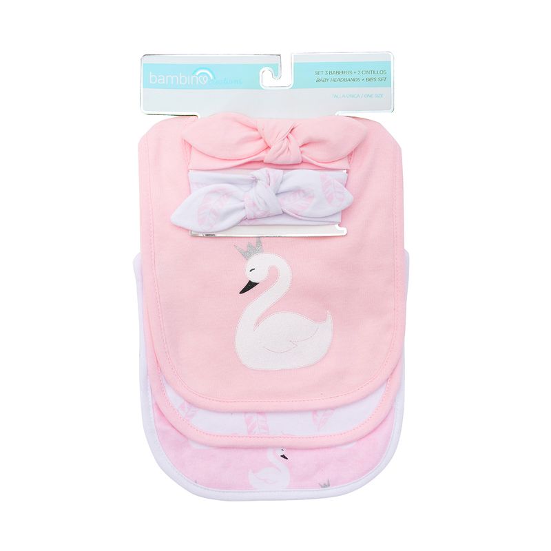 BAMBINO - Set Baberos + Cintillos Niña Cisne Bambino