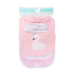 BAMBINO - Set Baberos + Cintillos Niña Cisne