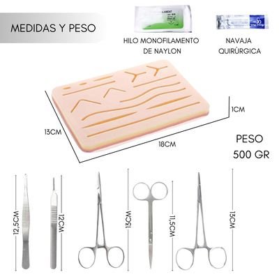 Imagen 2 del producto Kit Practica De Suturas Capas 14 Cortes Pinzas Quirurgicas