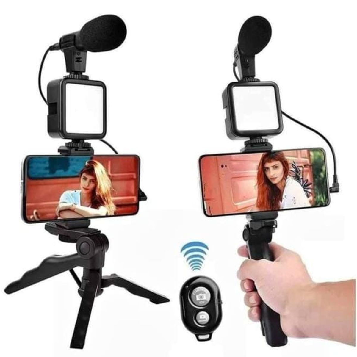 GENERICO - Kit de Vlogging para teléfono inteligente con trípode soporte luz led