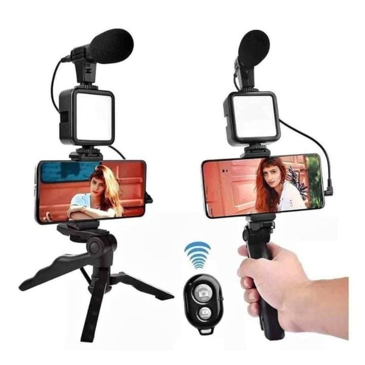 GENERICO - Kit de Vlogging para teléfono inteligente con trípode soporte luz led