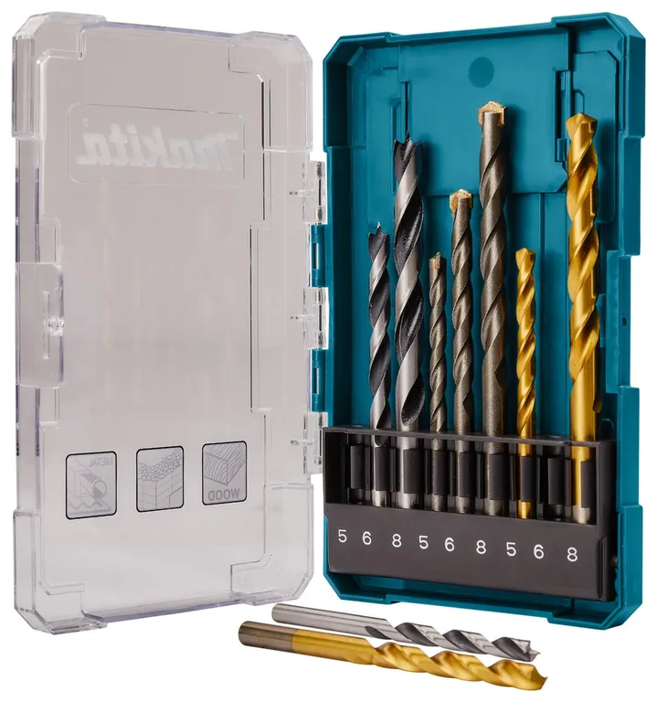 Set Brocas Para Madera/Metal/Concreto (5-8) 9 Pzas-Makita