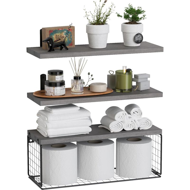 GENERICO - Repisas Flotantes De Madera con Estante Para Papel Gris