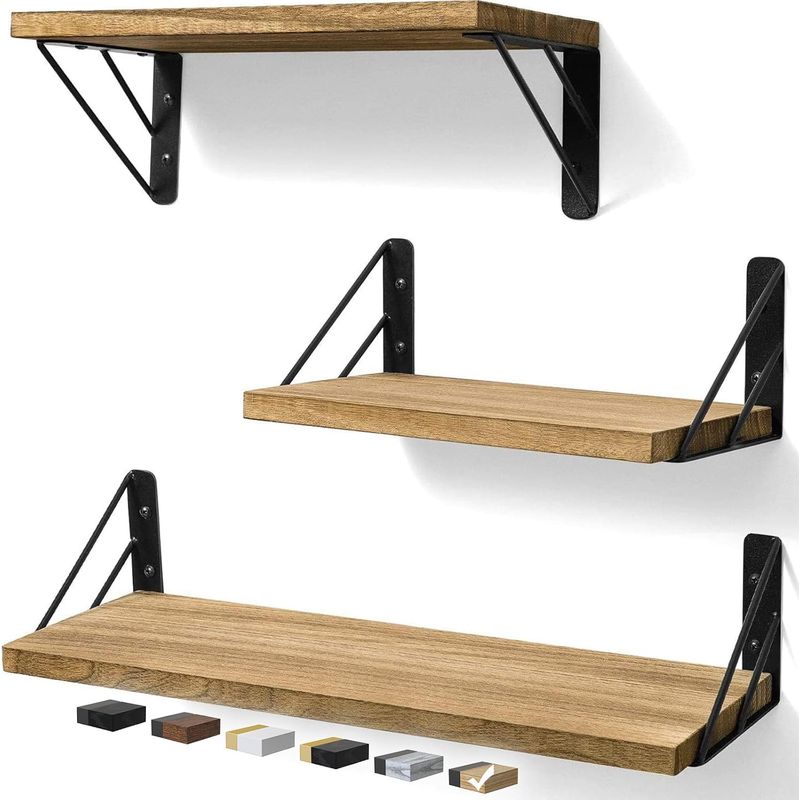 GENERICO - Repisas Flotantes De Madera Multipropósito KIT X3 Estantes Café Claro…