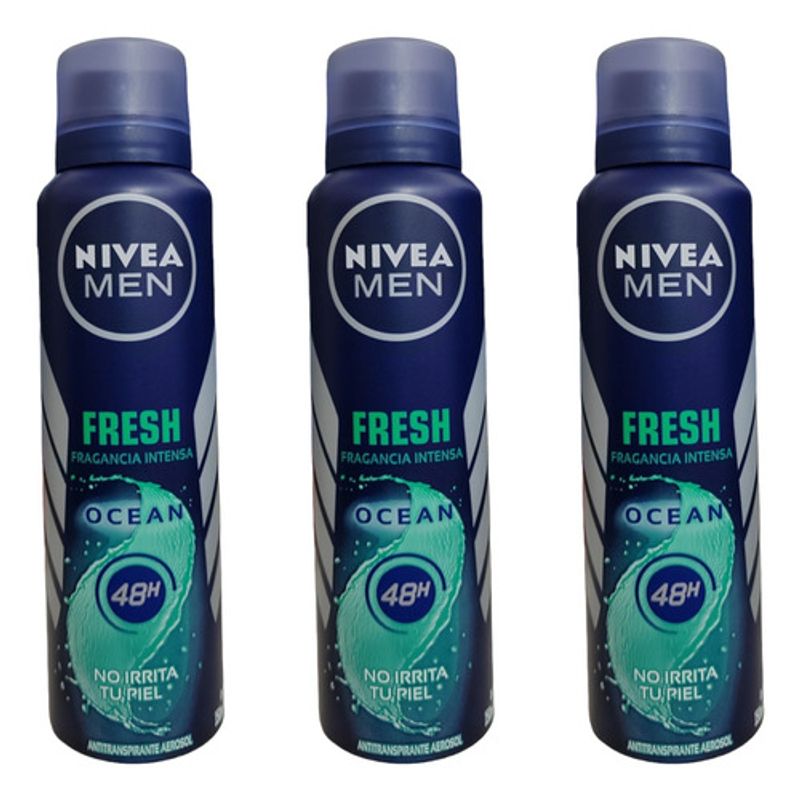 NIVEA - NIVEA DESODORANTE SPRAY FOR MEN FRESH OCEAN X 150 ML x 3