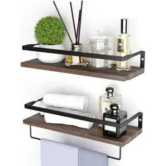 GENERICO - Repisas Flotantes De Madera Modernas Kit X2 Café Oscuro