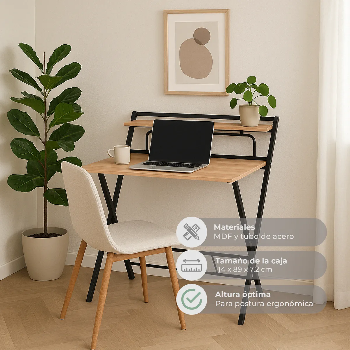 RELAN - Escritorio Plegable Top Living Tripoli Negro Compacto