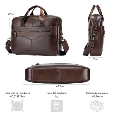 Imagen 2 del producto Maletín Portafolio De Cuero Para Portátil Notebook 14