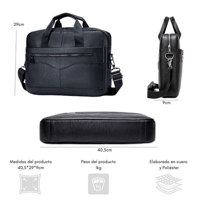 Imagen 2 del producto Maletín Portafolio De Cuero Para Portátil Notebook 14