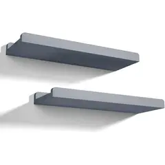 GENERICO - Repisas Flotantes De Madera Modernas Y Rusticas Macizas X2 Gris