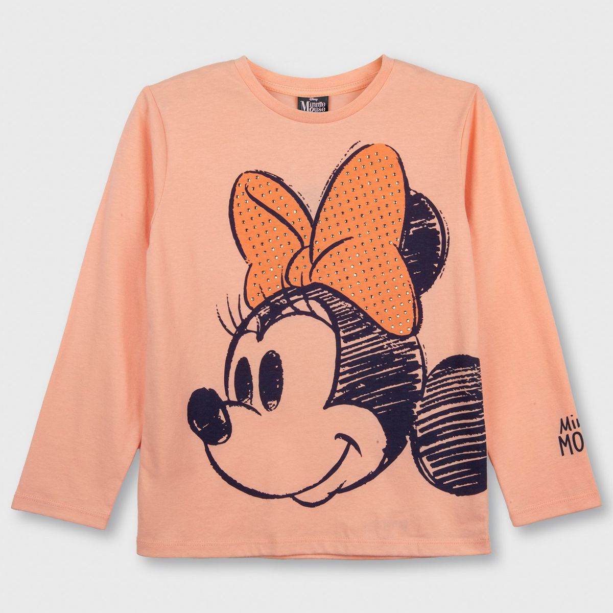 DISNEY - Polera Manga Larga Niña Cara Minnie Damasco Disney