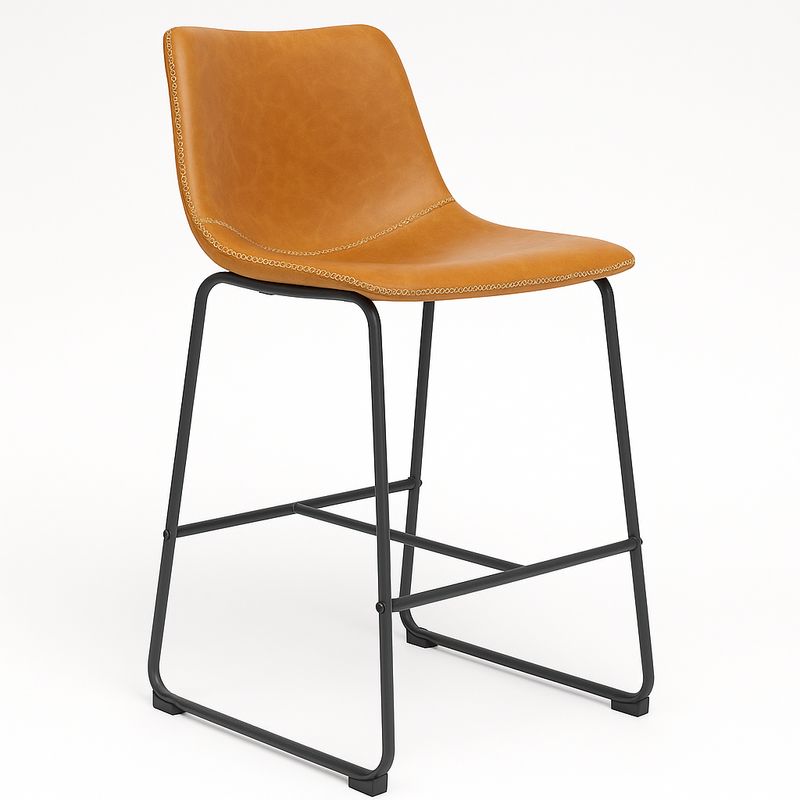 KLIK - Taburete de bar Burgos de cuero y metal industrial KLIK
