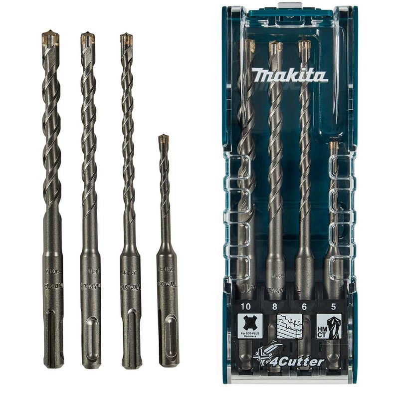 MAKITA - Set Brocas SDS-Plus 4 Aristas (5,6, 8, 10mm) 4 Pzas - Makita