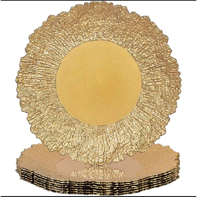 GENERICO - 6 Platos Bases Dorado Borde Irregular