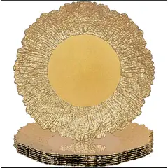 GENERICO - 6 Platos Bases Dorado Borde Irregular