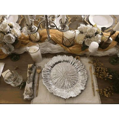 Imagen 2 del producto 6 Platos Bases Diseño Plateado