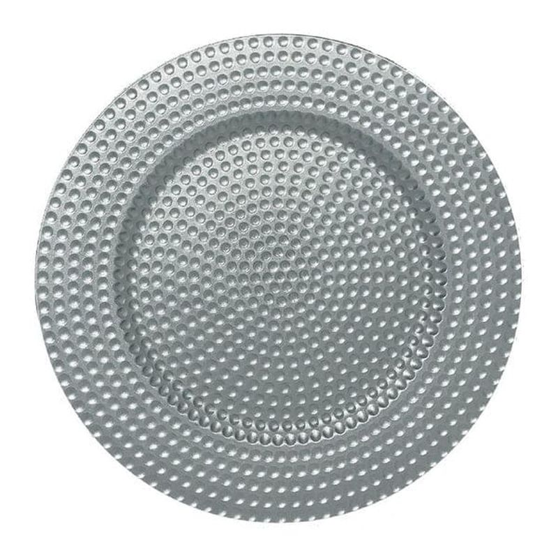 GENERICO - 6 Platos Bases Plateados textura puntitos