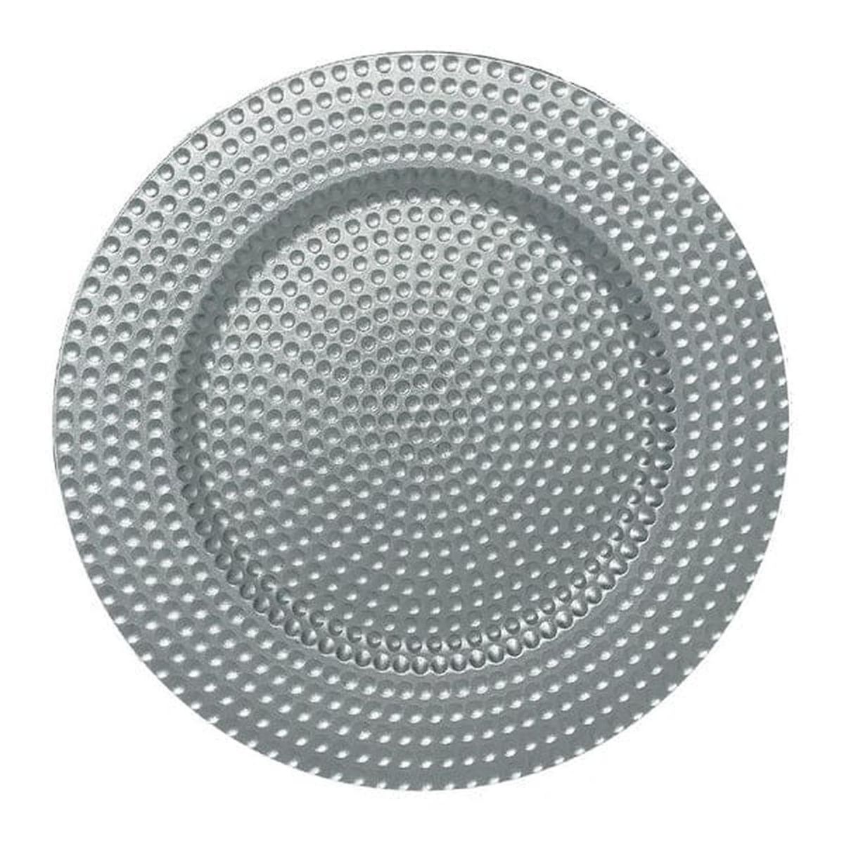 TERRA ESTILO - 6 Platos Bases Plateados textura puntitos