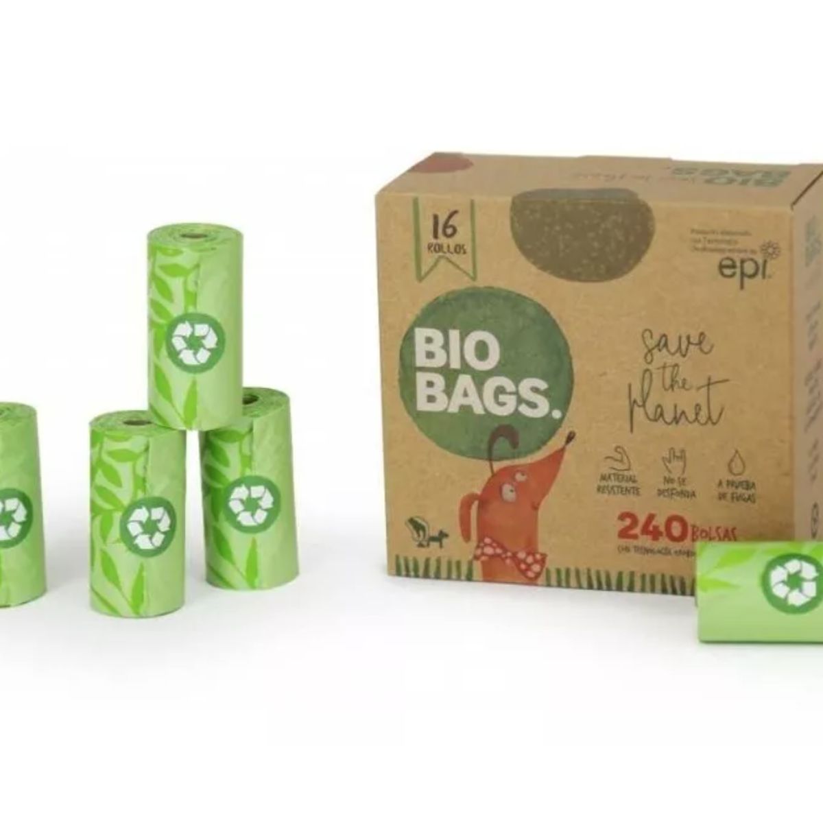 GENERICO - 240 Bolsas Biodegradable En Rollos Ecologicas Fecas Perro