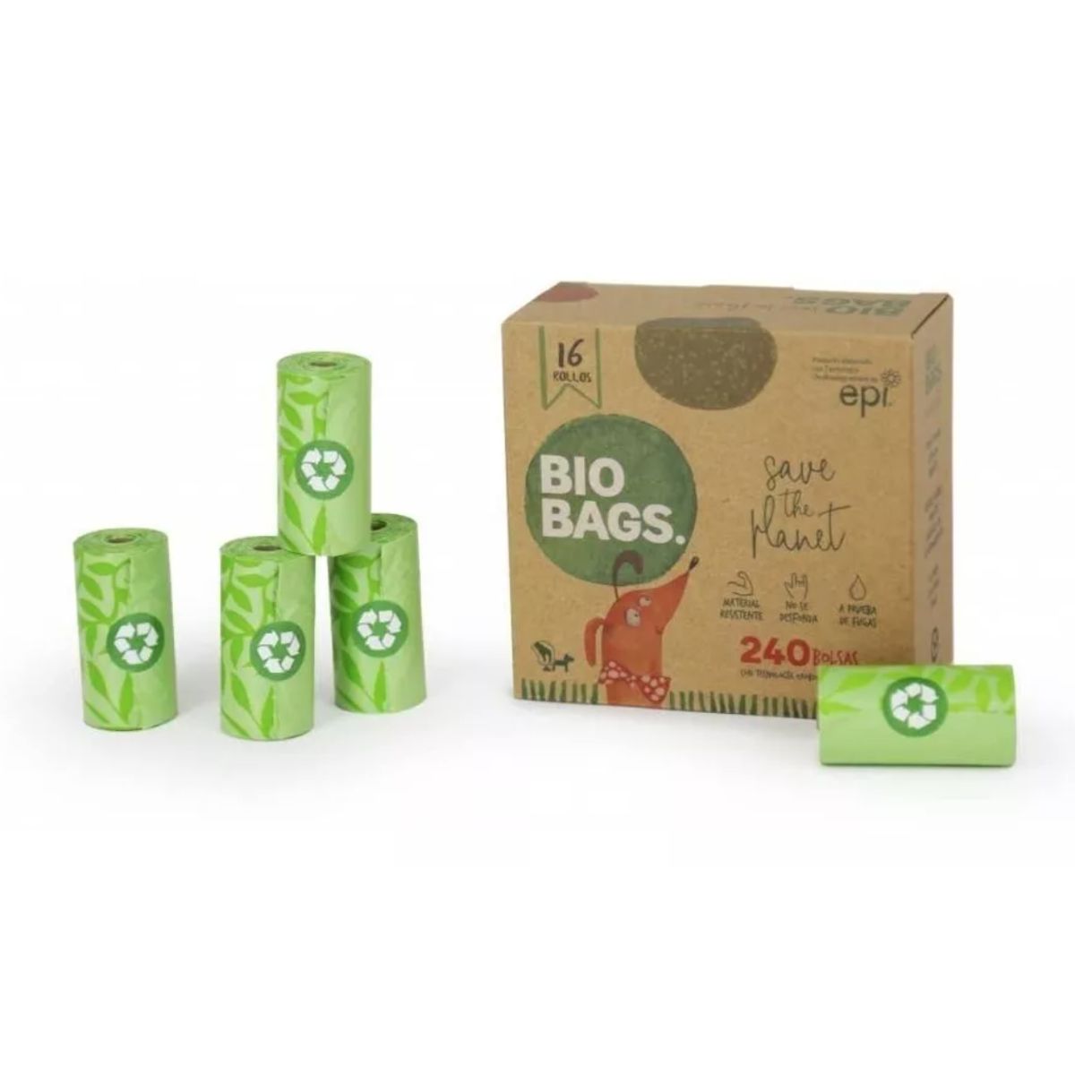GENERICO - 240 Bolsas Biodegradable En Rollos Ecologicas Fecas Perro