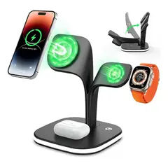 GENERICO - Estación Carga Inalámbrica Para iPhone 5en1 Carga Rápida - Negro