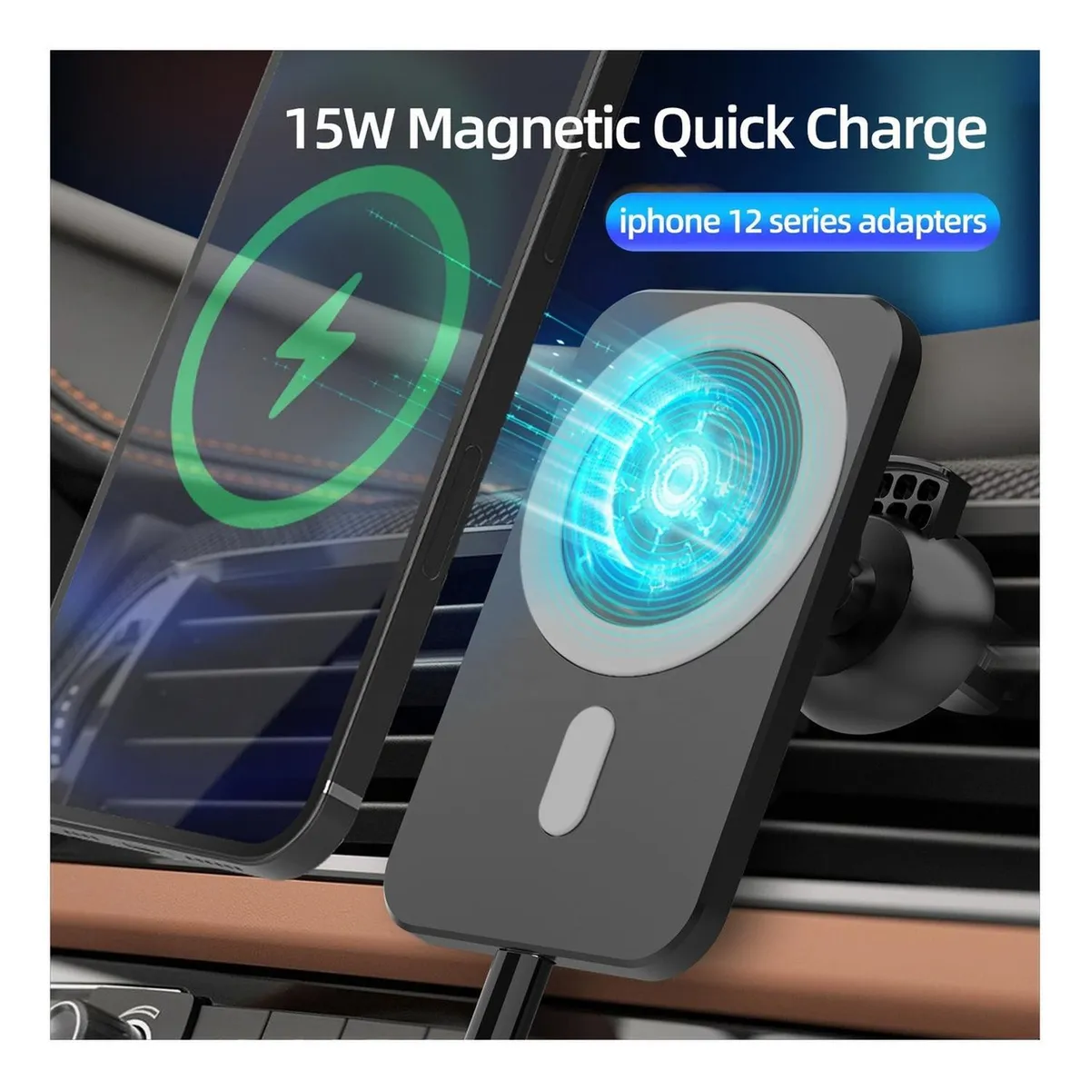 GENERICO - Cargador Para Auto Inalámbrico Compatible iPhone 12/13/14/15