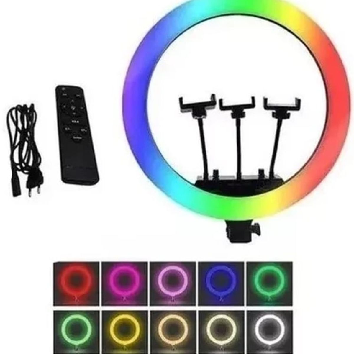 GENERICO - Aro de Luz Fotografia Led Selfie 45 cms 18" Rgb Tripode