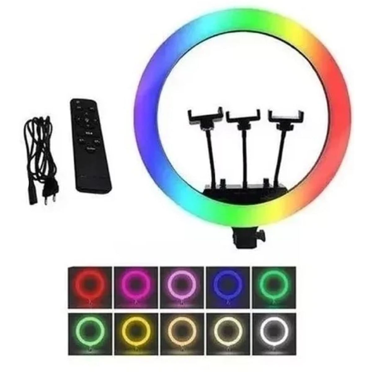 GENERICO - Aro de Luz Fotografia Led Selfie 45 cms 18" Rgb Tripode